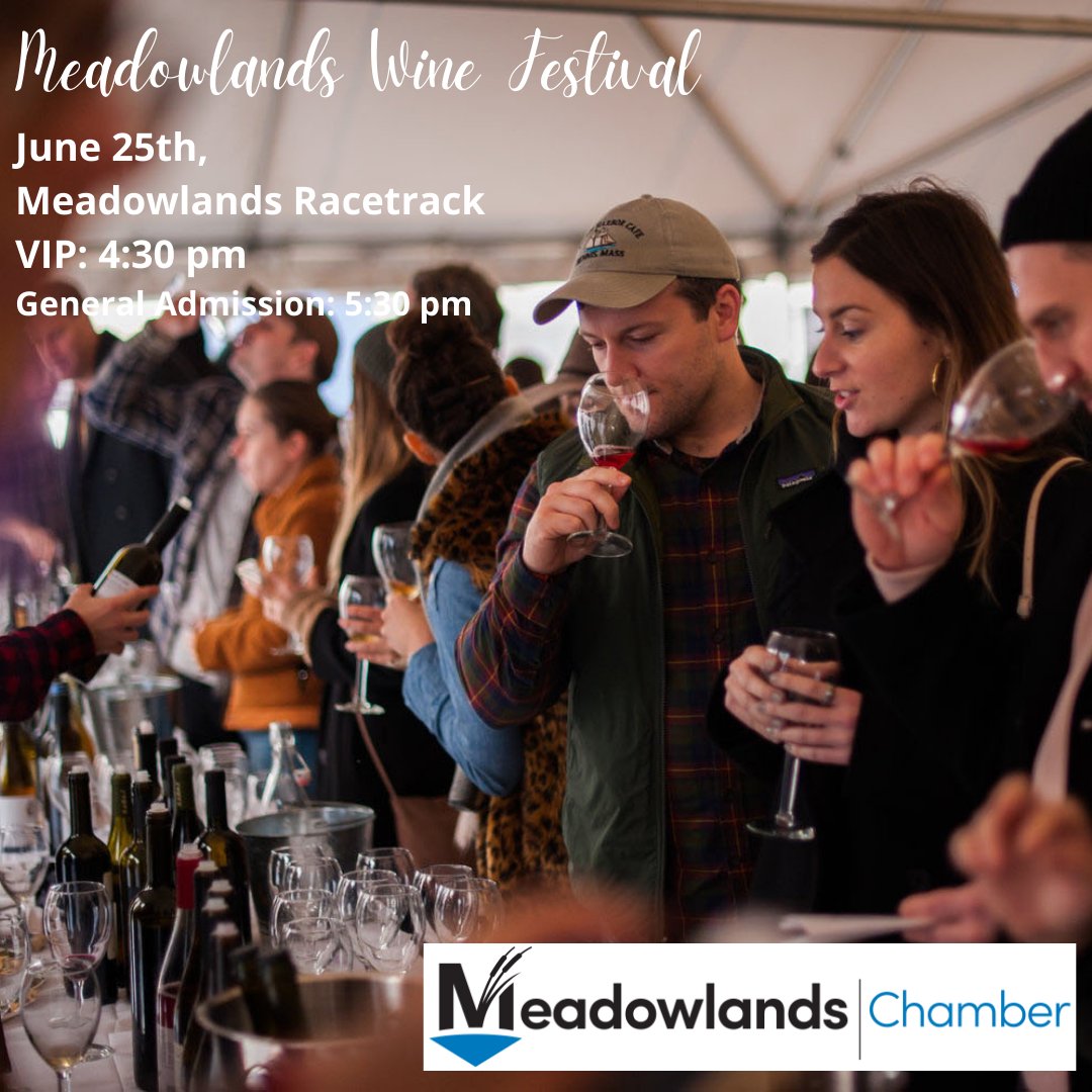 Don't miss the Meadowlands Wine Festival at the Meadowlands Racetrack this Saturday, June 25th with great wines from around the world!
VIP: 4:30pm
General Admission: 5:30pm
Purchase tickets here:
meadowlandsracetrack.ticketleap.com/2022-meadowlan…
#MeadowlandsLive#winefestival#weekendfun #summer#newjersey