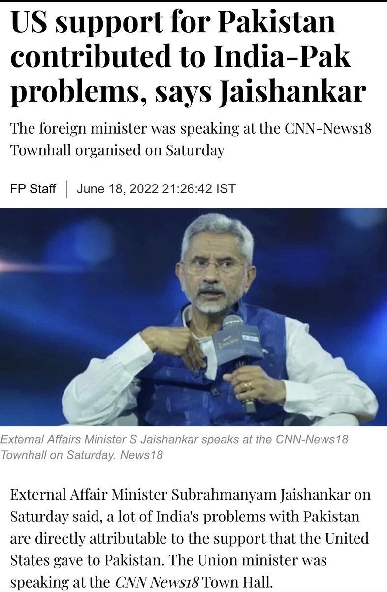 ThePollLady's tweet photo. Now India’s EAM @DrSJaishankar had also called out United States for supporting Pakistan in its ambition to wage war with India and instigate, arm extremists in J&amp;K. 

Historically US has always helped Pakistan militarily and provided aid to fight wars with India.
+ https://t.co/Jr8PTALzPM