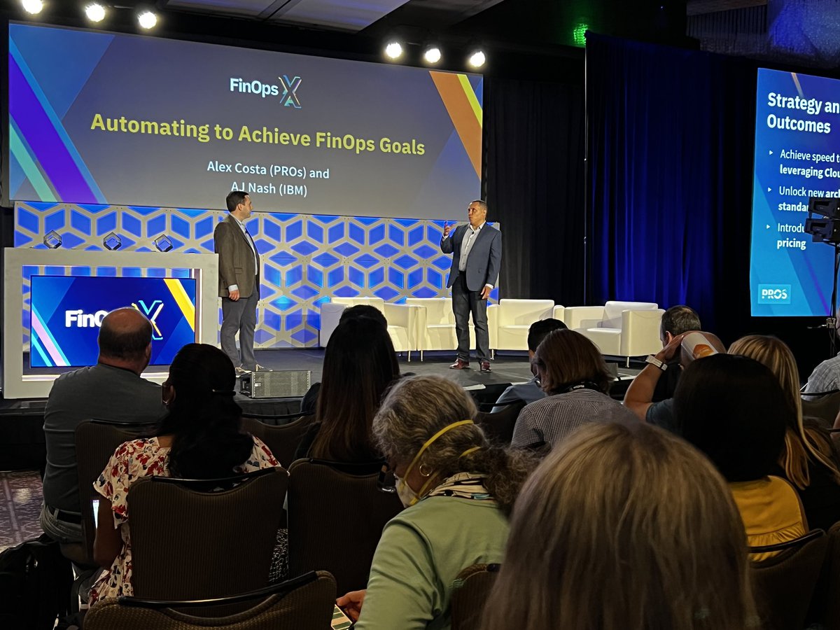 linuxfoundation's tweet photo. Watch it LIVE: Automating to Achieve FinOps Goals with Alex Costa (PROs) and AJ Nash (@IBM) #FinOpsDay #FinOpsX @FinOpsFdn #ossummit https://t.co/xuk6H6G9A4