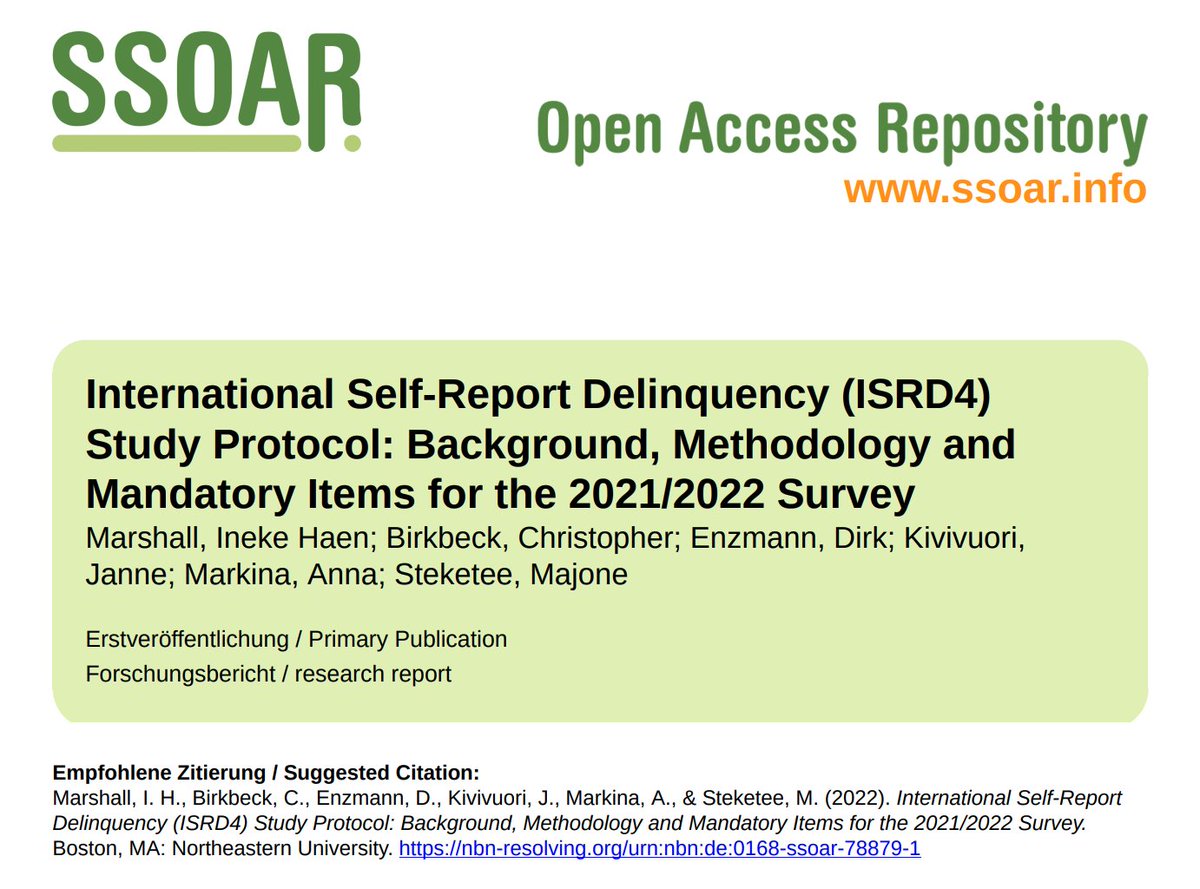 ISRDStudy's tweet photo. Check out the #ISRD4 Study Protocol that outlines the questionnaire sections, new variables added since ISRD3, and a rationale for the internet-based survey!
https://t.co/3C8CObuxjp https://t.co/Ml2EWwYdsS
