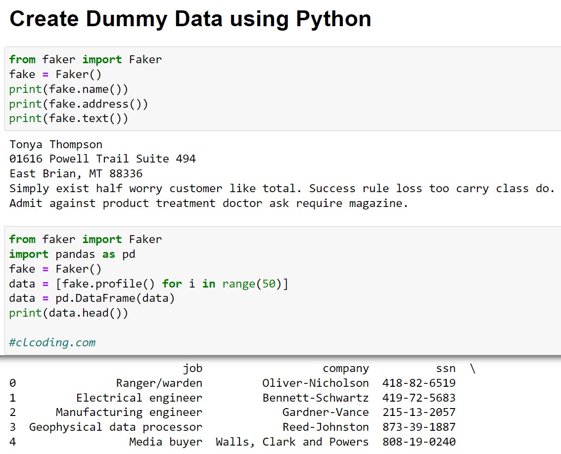 Create Dummy Data using Python youtube.com/playlist?list=…