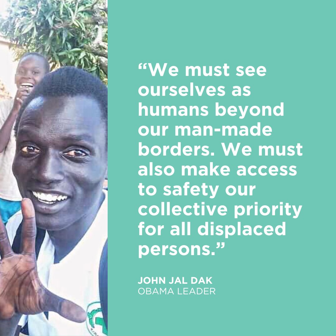 Today is #WorldRefugeeDay, a time to recognize the resiliency of those forced to flee from their home countries to seek safety across borders—like Obama Leader and South Sudanese refugee @JalRuot. Now he aids other refugees as the co-founder and executive director of @youth_sat.
