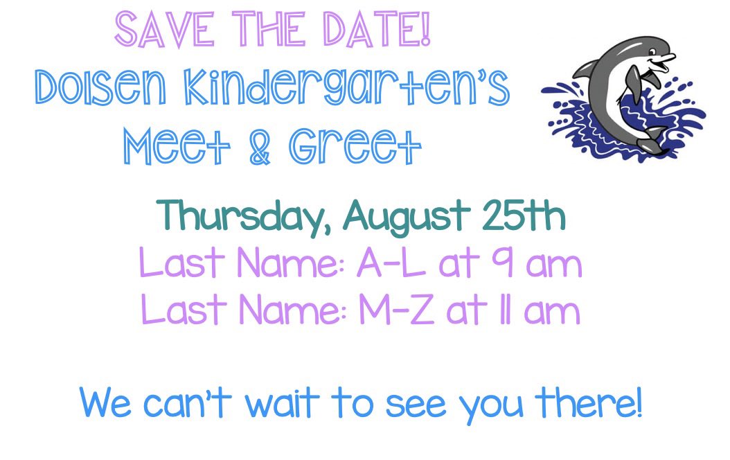 Incoming Kindergarten Families, we can’t wait to see you in August for our meet &amp; greet! Please save the date! Have a wonderful summer! ☀️ <a href="/SLCSDolsen/">Dolsen Elementary</a> <a href="/MrsKauserud/">Mrs. Kauserud</a> <a href="/MrsZerbo/">Mrs. Zerbo</a>
