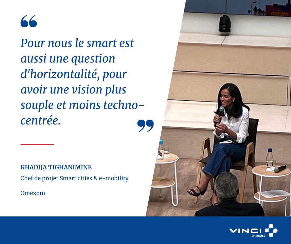 VINCIEnergies's tweet photo. @WeAreLeonard @ademe @Fr_VilleDurable @KhadijaTig, chef de projet Smart cities &amp; e-mobility chez @Omexom_Official évoque la smart city comme étant au pinacle des défis suivants :

🌍 Urgence environnementale
🚀 Accélération du numérique
📉 Crise économique
👥 Déficit démocratique

@WeAreLeonard https://t.co/ohNLz2wknQ