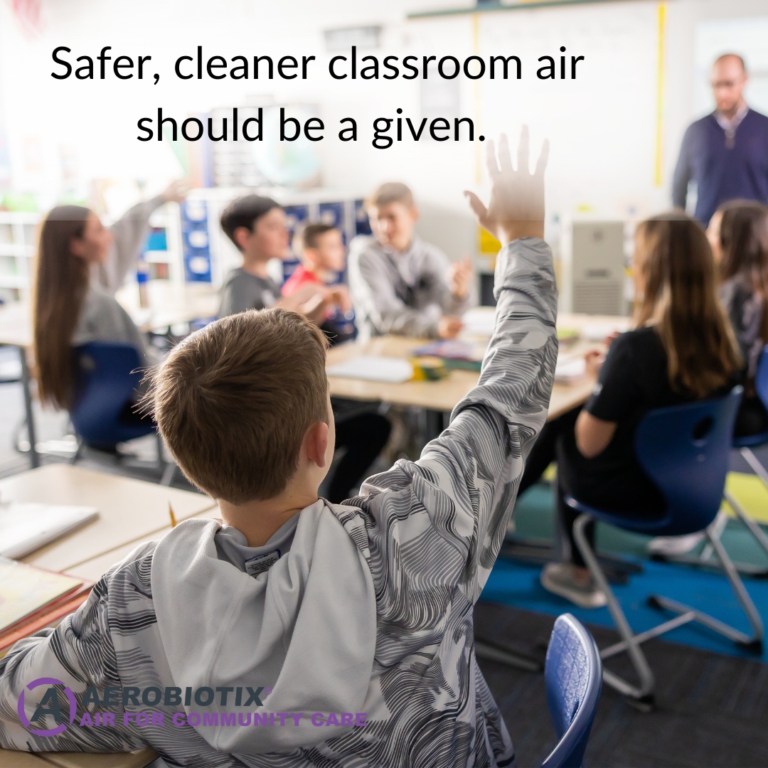 Aerobiotix's tweet photo. What could your school's air quality look like with the AeroCure 200? Visit https://t.co/0gZYtjIv2F to learn how you can have cleaner, safer air by eliminating bacteria, viruses, and more! #Aerobiotix #CleanAir #AirforSchools https://t.co/85e9HKb9an