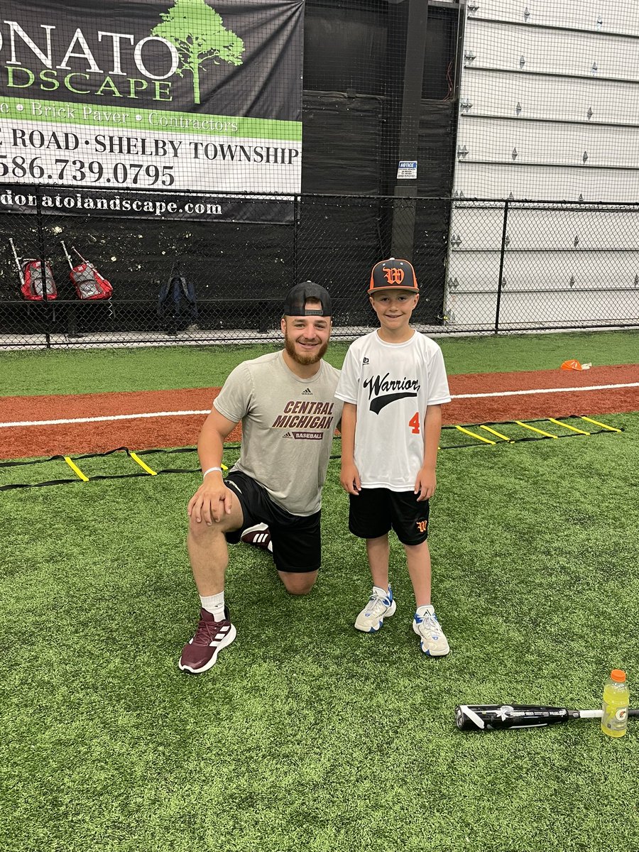 Shout out to <a href="/Camilletti_1/">Mario Camilletti</a> for coming back to work with our younger players while waiting for the MLB Draft!
<a href="/CMUBaseball/">Central Michigan Baseball</a> 
<a href="/ND_PrepBaseball/">Notre Dame Prep Baseball</a>