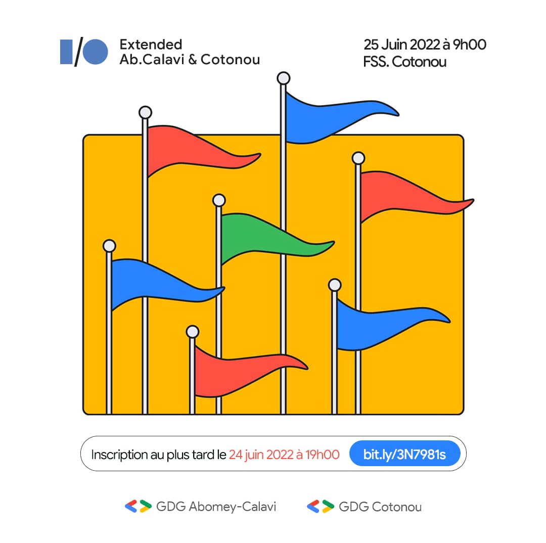 GDGAbomeyCalavi's tweet photo. Lien d'inscription pour l'évent en présentiel https://t.co/ESvhz9CzqB
@googledevs @googleafrica
#ioextended22 #GDG #GDGAbomeyCalavi #GDGCotonou https://t.co/aIVrMtjSP7