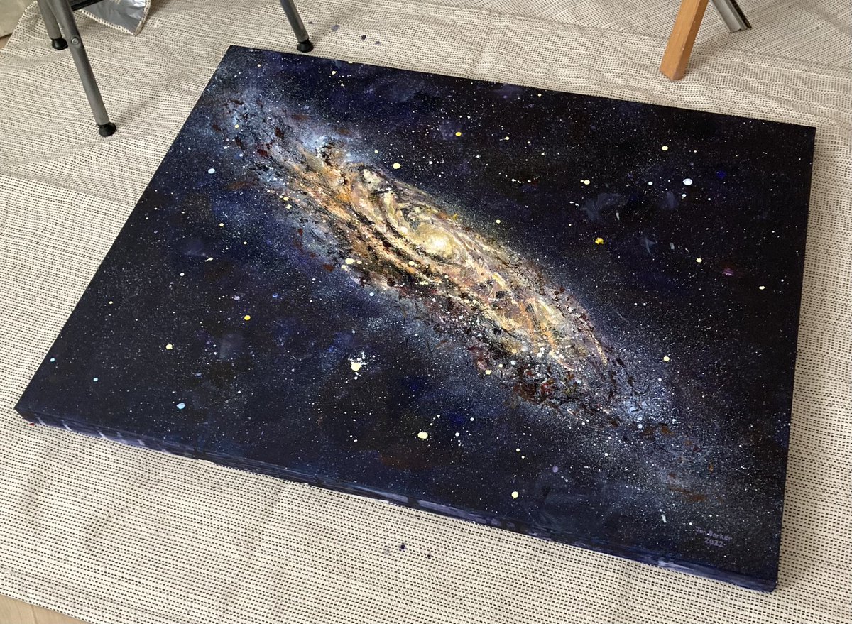 “Andromeda” is finished &amp; ready to hang <a href="/GravityWellBeer/">Gravity Well Brewing Company</a> for <a href="/Leytonstone_Art/">LeytonstoneArtsTrail</a> trail 😀 Come &amp; see it 2-10 July along with a piece from <a href="/HooksmithPress/">HooksmithPress</a> 

#galaxyart
#spaceart
#leytonstoneartstrail 
#oilpainting 
#artofscience
