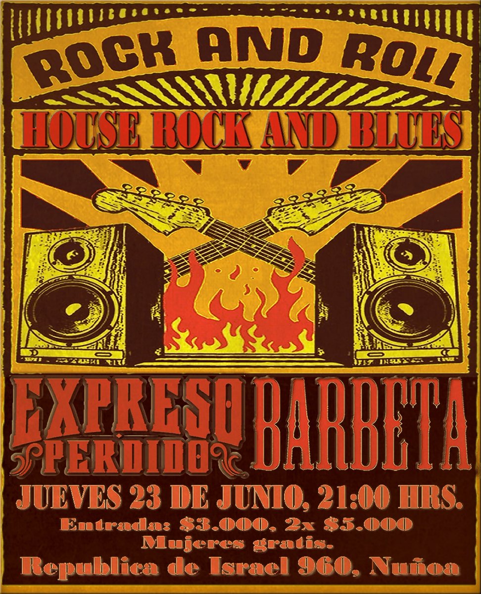ExpresoPerdido's tweet photo. entramos a tierra derecha!!! 
Este jueves 23 en la HOUSE ROCK &amp; BLUES desde las 21:00 hrs. todo el garage rock de nuestros hermanos de @barbeta_rock y el Rock and Roll de nuestra locomotora en una jornada de aquellas....
L@s esperamos.
#seviene #Hardrock #expresoprendido #barbeta https://t.co/651HjND8HH