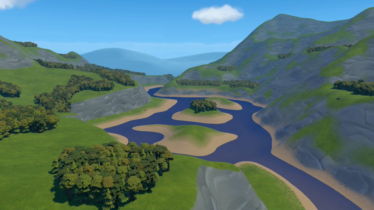 foundationgame's tweet photo. We’re back for yet another preview of what our map generator is capable of. 

This time, we’re pleased to show mountains and elevated lakes. 

As you can see, it’s coming along nicely :) https://t.co/BKQd7ouzO7