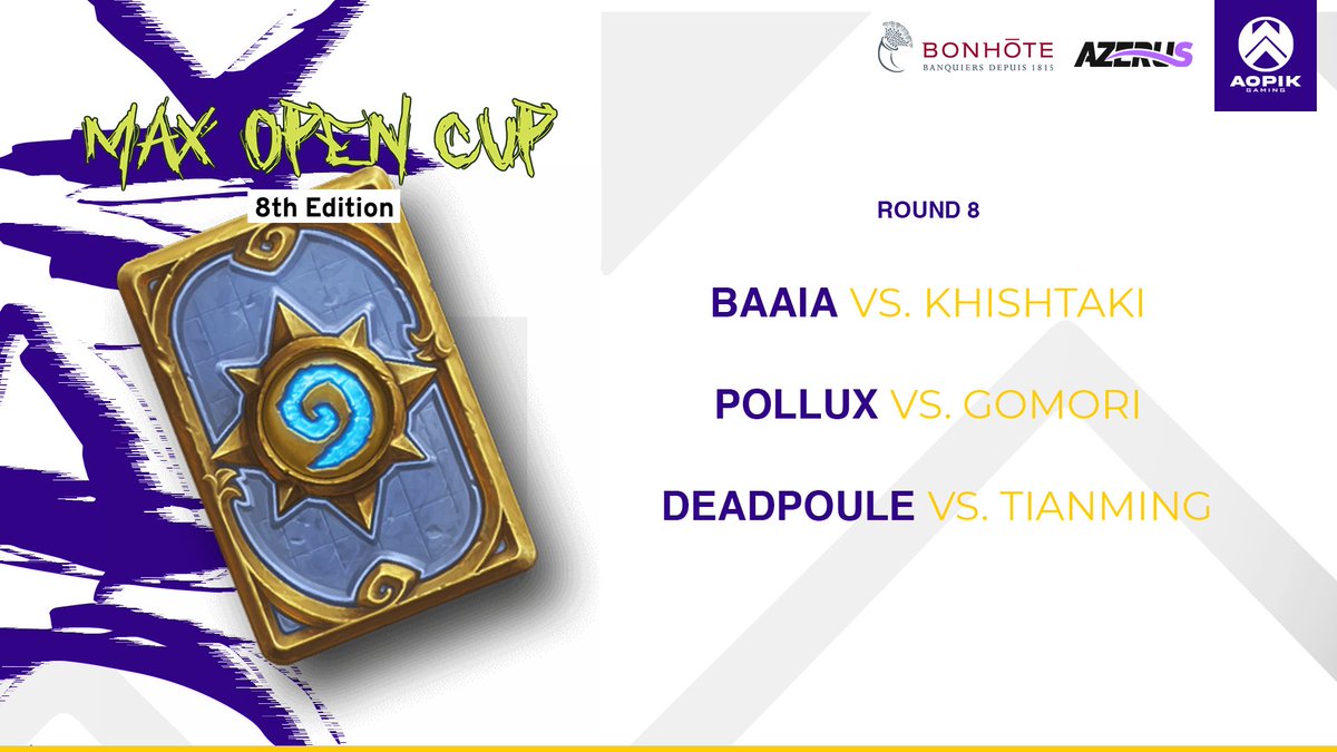 AopikXamax's tweet image. Dernier tour de cette #MAXOpenCup 8ème Edition ! 🤠

@Baaia_HS, @Polluxhs et @DeadpouleH vont tenter de finir la saison sur une bonne note 🙌

#BreatheAsAopik 🏔️