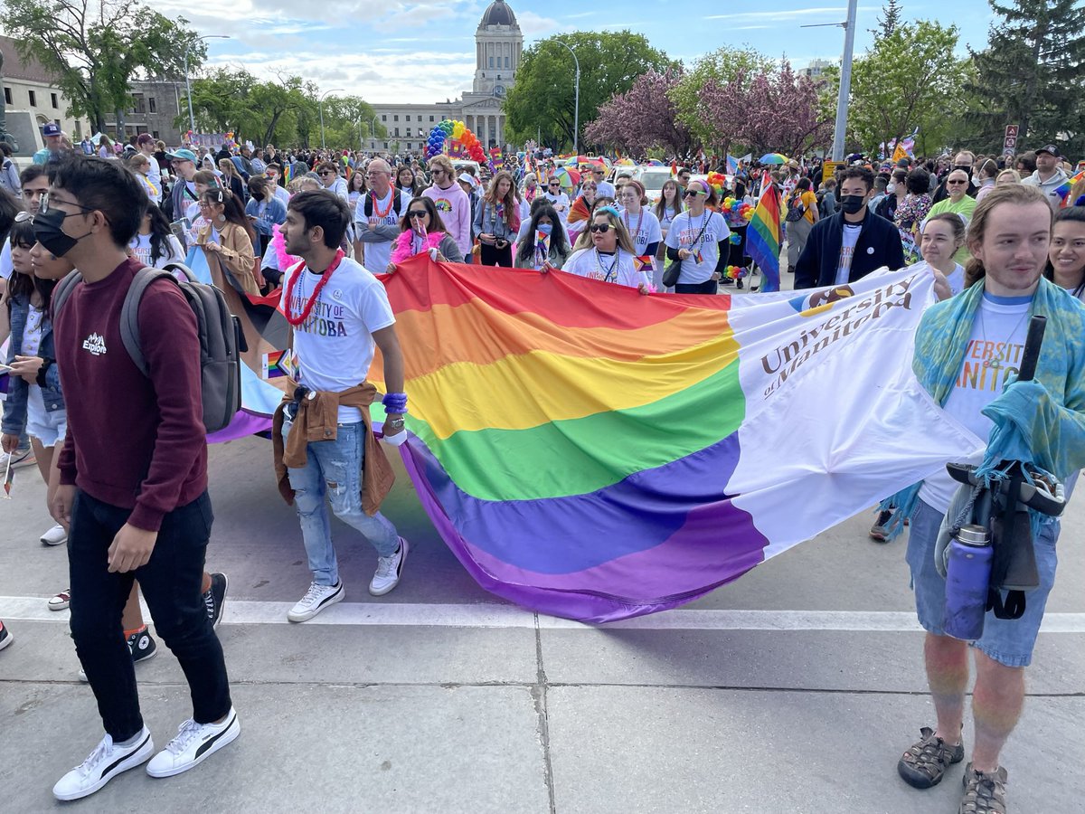 umanitoba's tweet photo. Thank you to everyone that walked with us at Pride Parade. UM was the winner of Best Turnout by Pride Winnipeg!
#UMQueer #UManitoba #Pride https://t.co/cgV0V7AAuP