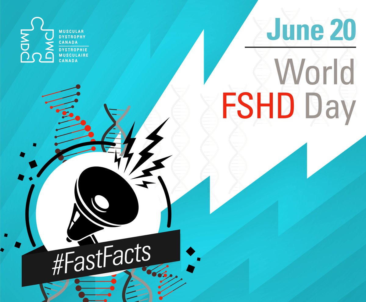 MD_Canada's tweet photo. [1/2]
Today is #WorldFSHDDay – a day to raise awareness of facioscapulohumeral muscular dystrophy (FSHD). In an effort to do just that, here are some interesting #FastFacts. Please share with friends and family!

#FSHD #FacioscapulohumeralMuscularDystrophy #FSHDAwareness https://t.co/wDlL2PzYqW
