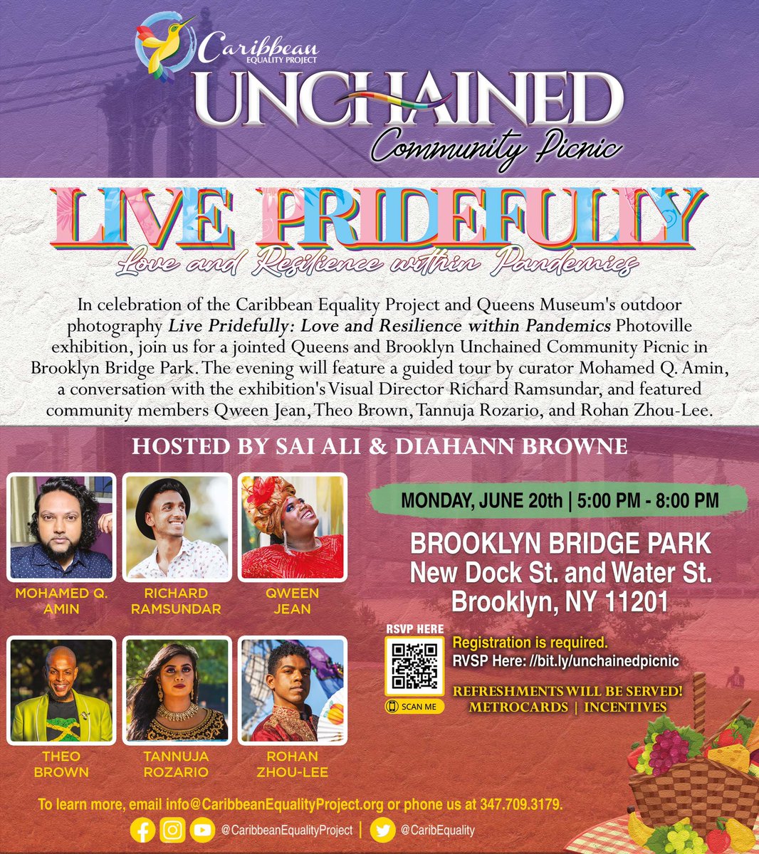 CaribEquality's tweet photo. HAPPENING TODAY AT 5 PM! Celebrate @CaribEquality &amp; @QueensMuseum’s #LivePridefully: Love &amp; Resilience within Pandemics” @photoville exhibition our community picnic in Brooklyn!

📍Brooklyn Bridge Park: New Dock St and Water St, Brooklyn, NY 11201
🎟 RSVP https://t.co/5PrGemAA5n https://t.co/HRXKP4OZ8n