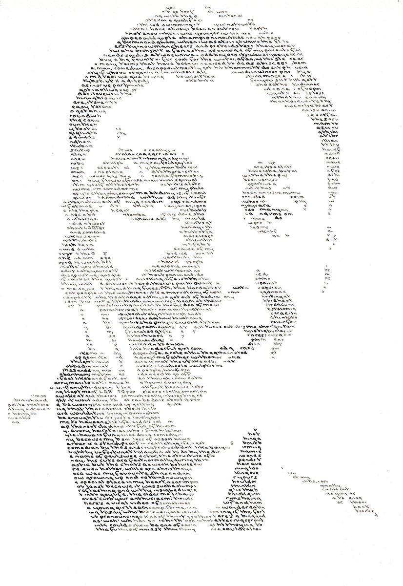 artmouse79's tweet photo. The brilliant @joelycett handwritten portrait, using his own quotes. Fun fact: I’m nearly 100% positive he ran past me a few years ago while I was out for a walk in Brum #joelycett #art https://t.co/il0SdALr4C