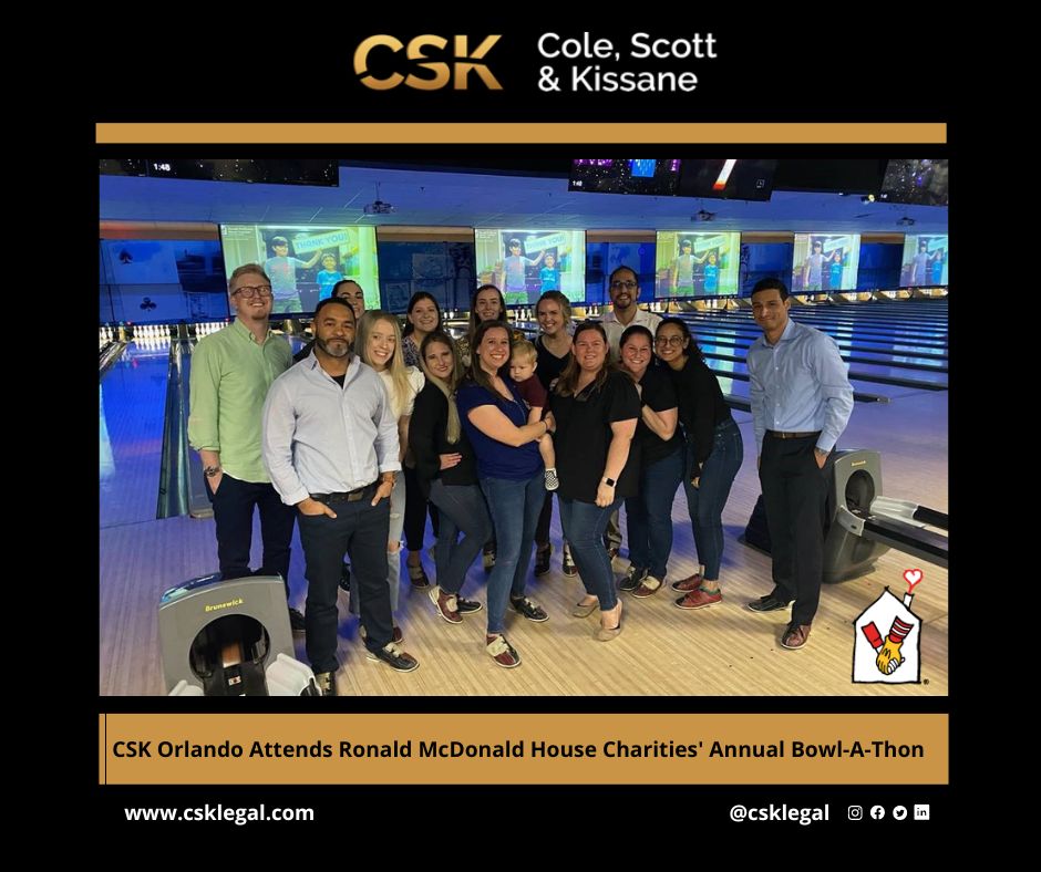 CSKLegal's tweet photo. CSK Orlando recently attended Ronald McDonald House Charities of Central Florida’s annual Bowl-A-Thon which raised $13,932 to support local families of critically ill children.
Learn more: https://t.co/9oecS0wyRV
#CSKCares https://t.co/PxXBFNIgHf
