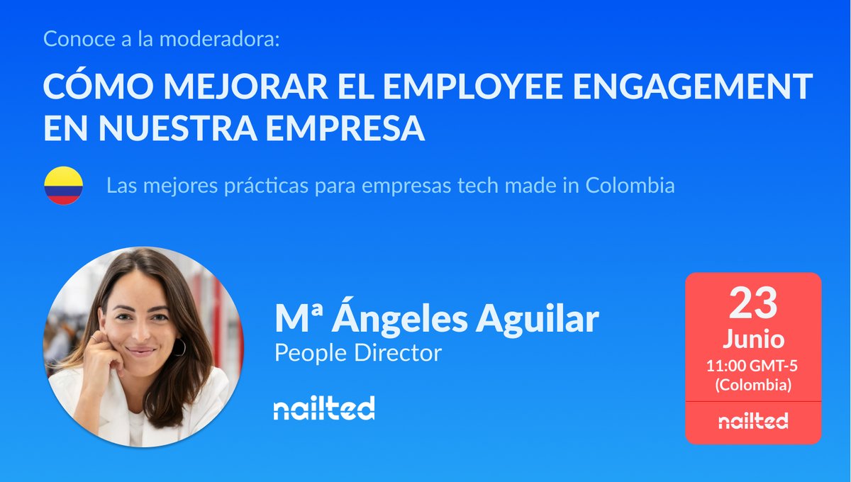 ¡Os presentamos a <a href="/Mangeles_hr/">Maria Angeles Aguilar</a>, nuestra People Director!
Con la misión de crear el #climalaboral perfecto, se centra en prácticas que fomenten la confianza e iniciativa de los empleados, para crear equipos #ágiles, #comprometidos y #felices.

​👉Apúntate: linkedin.com/events/c-momej…
