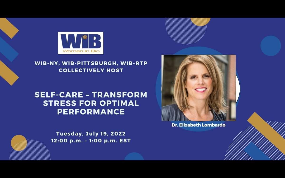 Join WIB-<a href="/WomenInBio_NY/">WomenInBio-Metro NY</a>, Pittsburgh, and <a href="/RTPWomeninBIO/">Women In Bio - RTP Chapter</a>  July 19th for an online event: Transform Stress for Optimal Performance W/ Interactive Discussion featuring Dr. Elizabeth Lombardo (Dr. E) - Register here: womeninbio.org/event/NewYork7…