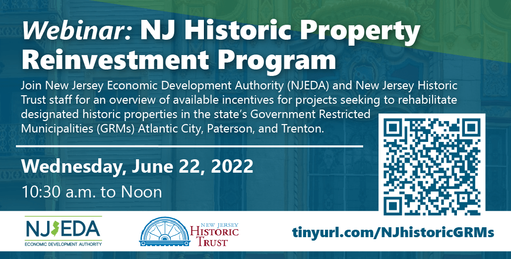 NewJerseyEDA's tweet photo. We're hosting a Historic Property Reinvestment Program info session on Wednesday. Developers, investors &amp; economic development teams working on projects in Atlantic City, Paterson &amp; Trenton should attend to see how the program can support their efforts. https://t.co/dNYCp4AmSz https://t.co/BvVMV08y0u
