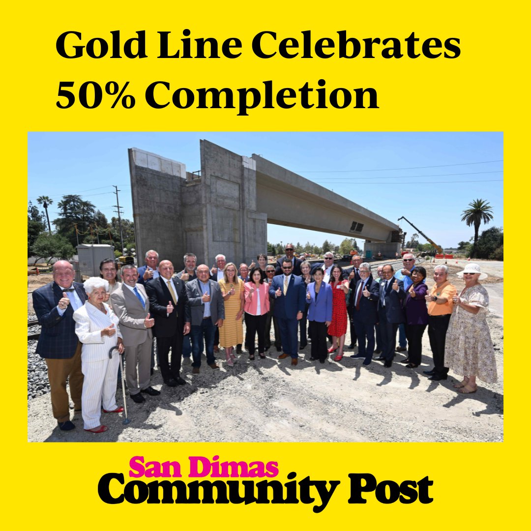 SDCPost's tweet image. The Foothill Gold Line is officially 50% complete. Local, county, state, and federal representatives gathered on Friday at Rhoads Park in San Dimas to celebrate the milestone.

Learn more at foothillgoldline.org.

#sdcp #sandimas #goldline #iwillride #constructionupdates