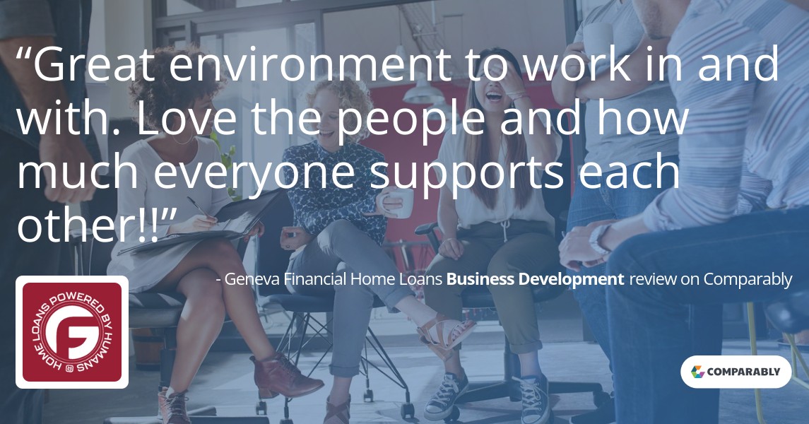 The people, the environment, the culture.

Find out what else makes Geneva a Top Mortgage Employer at JoinGFI.com!

#genevafi #LoanOfficers #HomeLoans #Mortgages #Comparably #TopMortgageEmployer