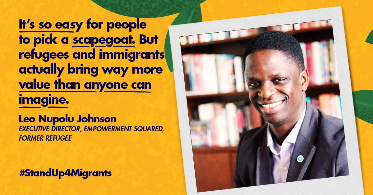 Leo Johnson spent 8 years in refugee camps, without his family. Today, in Canada, he dedicates his life to help other refugees and migrants. Find out more about his story: standup4humanrights.org/en/2020/highli… 

#StandUp4Migrants #withrefugees #WorldRefugeeDay