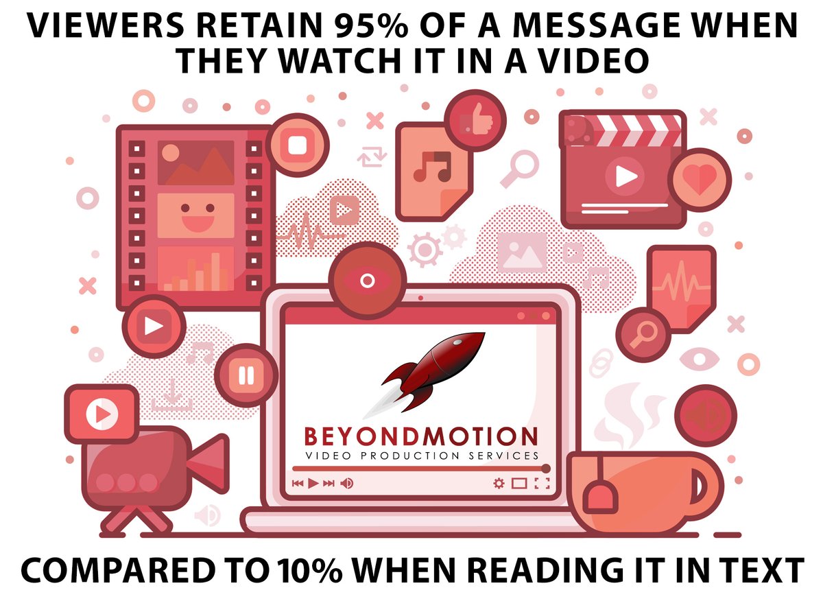 beyondmotion's tweet image. Viewers retain 95% of a message when they watch it in a video compared to 10% when reading it in text.

wordstream.com/blog/ws/2017/0…

beyondmotion.com