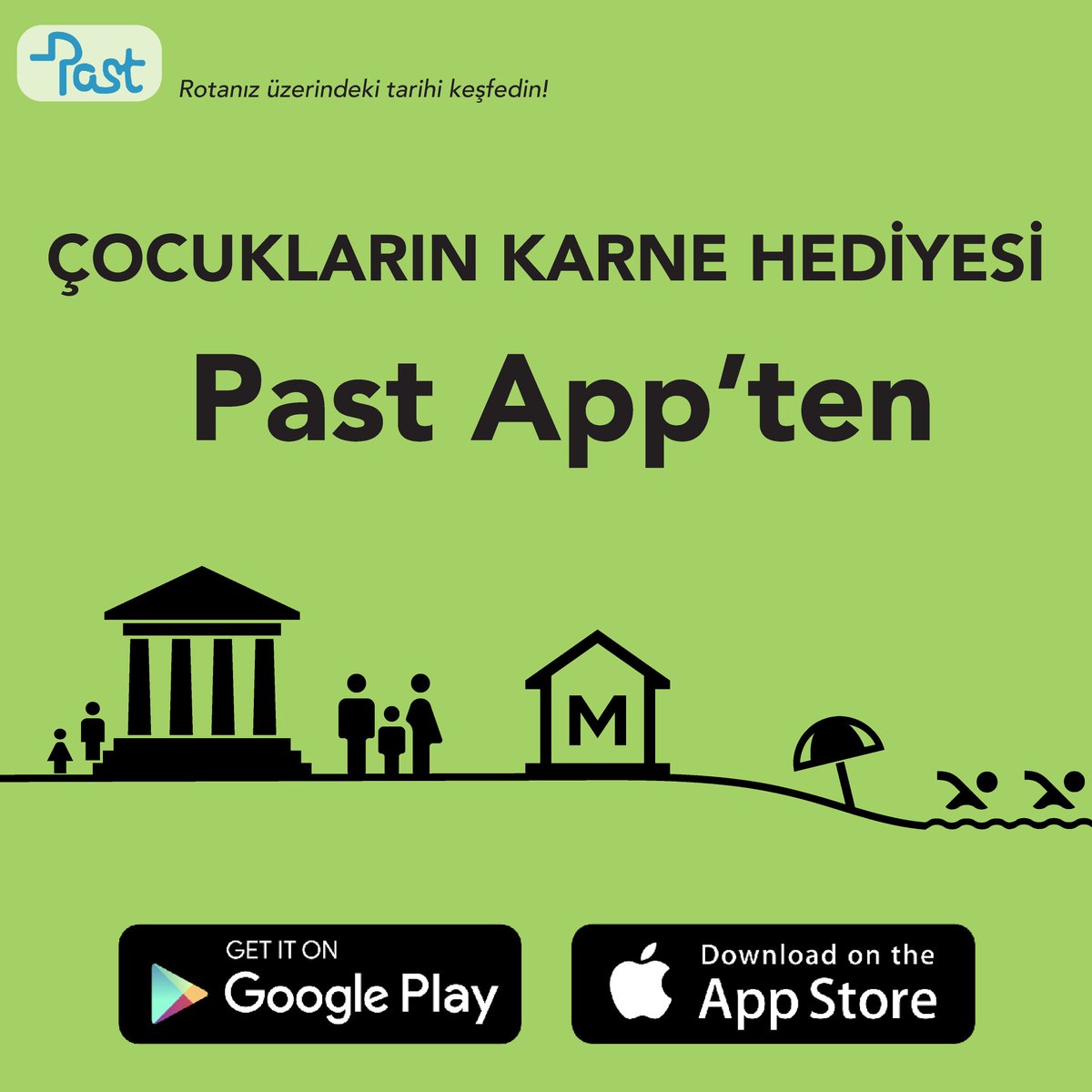 Past App çocukların karne sevincini tatilde müze ve örenyerlerini gezmelerini sağlayarak taçlandırıyor! Premium özellikleri 1 hafta ücretsiz kullanmak için yapacakların çok basit  
- Past App'i şimdi indir 
- bu postun altında 3 kişiyi tagle ++