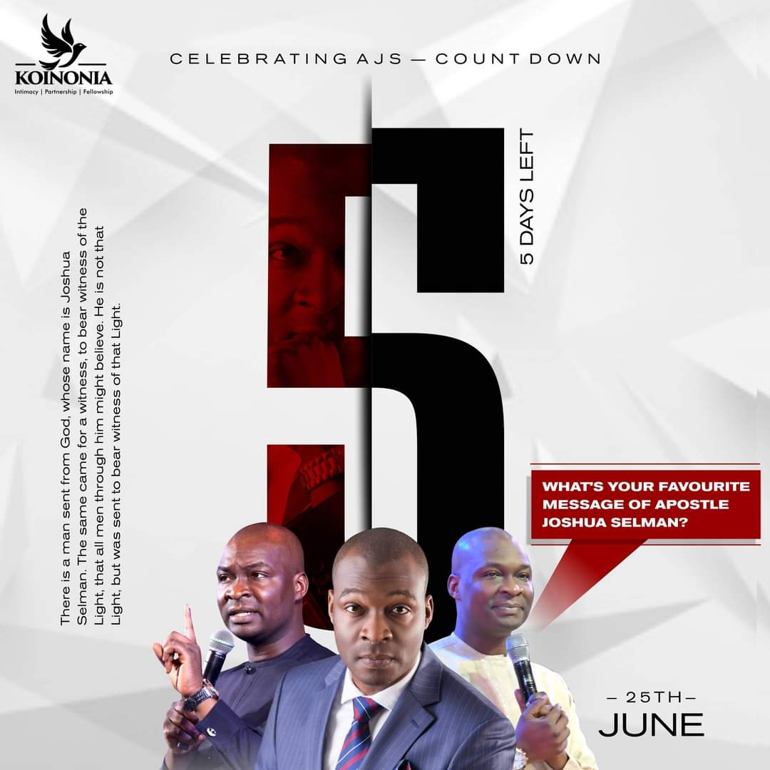 maxsmart_12's tweet photo. As we prepare to celebrate the birthday of our Father and Apostle over this commission, we want to hear from you.

What's your favourite message of Apostle Joshua Selman? 
Use the hashtag #AJSMessage to retweet.
 
#AJSBirthday2022
#CelebratingAJS2022
#ApostleJoshuaSelman https://t.co/miINHfMPUs