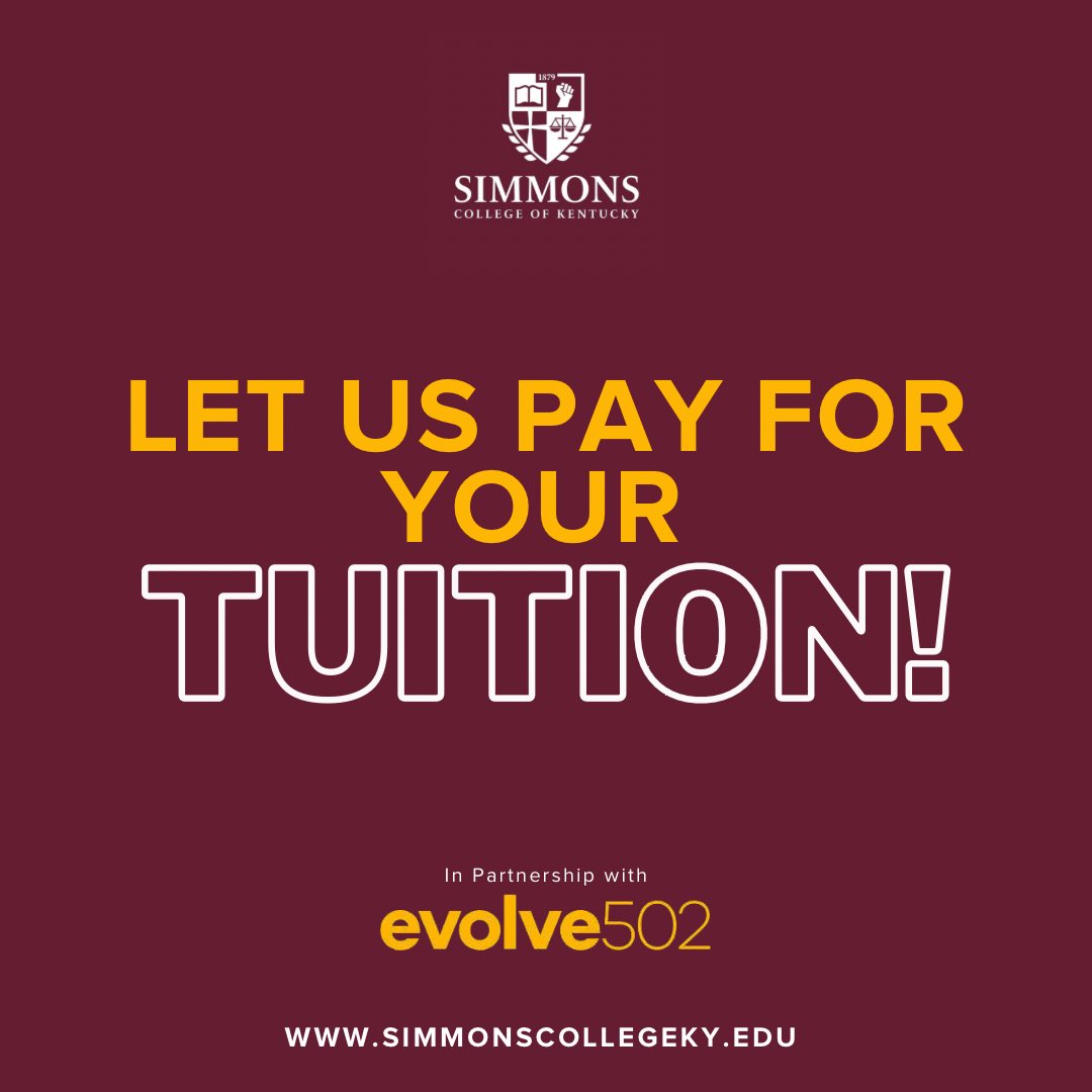 SCKY_1879's tweet photo. Attention all graduates of JCPS Class of 2022: Get to attend Louisville’s ONLY HBCU for FREE* 

Don’t wait, give us a call at 502-776-1443 ext. 5126 or email us at admissions@simmonscollegeky.edu! 
Visit us at https://t.co/kXeHi91PYS. 

#Evolve502 #SCKY1879 #Seeyourselfatsimmons https://t.co/hkmA2QHco0