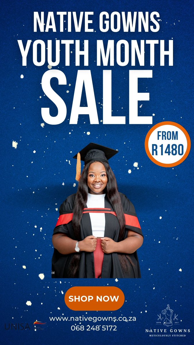 NGowns's tweet photo. @unisa Congratulations to the class of 2022, rent and purchase your attire from @NGowns

Orders accepted on:
C: 068 248 5172
E: info@nativegowns.co.za
W: https://t.co/TuR1vp6jTK https://t.co/c04dRs6fel