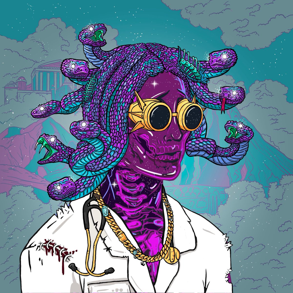 Our community members saw <a href="/_Urkann/">ayo</a> 's DeadGod (congrats btw) and did a thing. @JIKANSTUDIOS  X <a href="/DeGodsNFT/">DeGods</a> Plz show him some❤️ <a href="/Fatbud420/">fatbud.sol</a> took him 6 hours to complete. Yes, the creativity came from the GOAT <a href="/SCUMSOL/">SCUM 👉🏽👹</a> Still, wanted to shill our boi. how did he do <a href="/frankdegods/">Frank</a>?