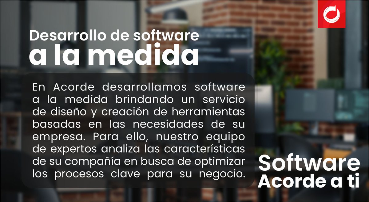 En <a href="/AcordeInt/">Acorde Internacional</a> desarrollamos software a la medida 
acordeinternational.com
.
.
#software #negocios #Tecnologia #Transformation