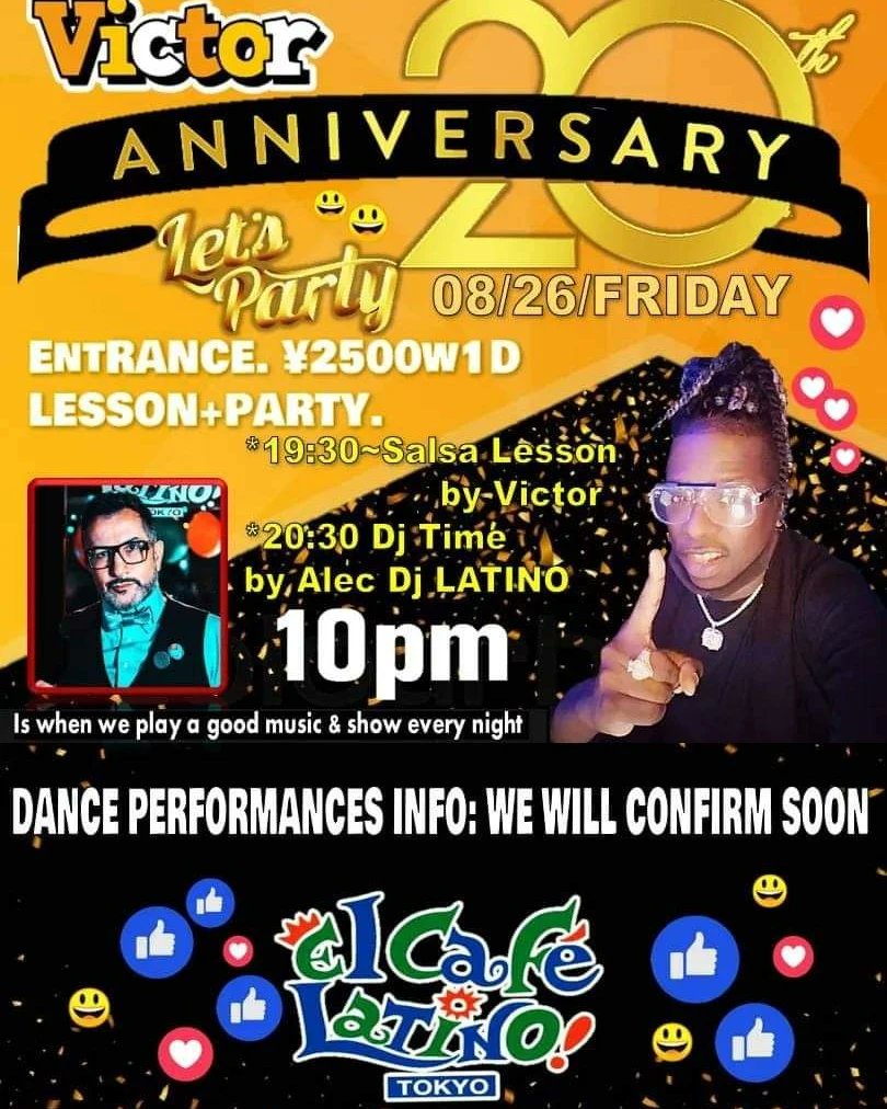 LOSCATIVOS's tweet photo. 8/26（Fri）VICTOR IN JAPAN 20thANNIVERSARY‼️‼️
来日20周年記念パーティをいたします🎉🎉🎉🎉🎉🎉🎉

感謝の気持ちを込めて🙏✨✨✨✨✨

是非!
お待ちしています😊✨

詳細は
追ってアップいたします✨✨ https://t.co/Ff2PWc9FsA