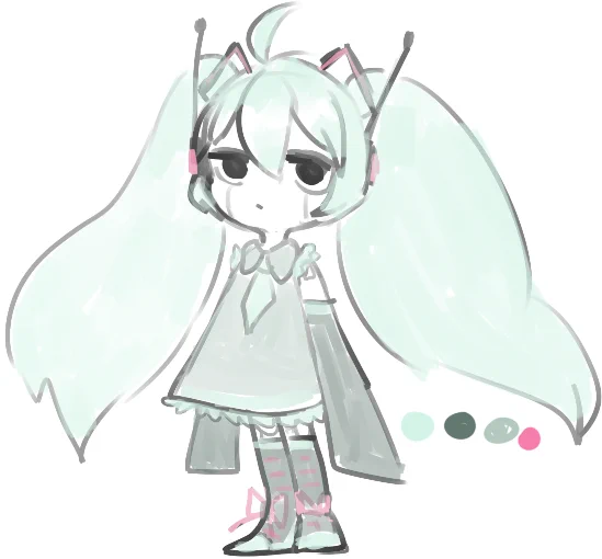 an attempt to redraw this cute miku i doodled a thousand years ago 
