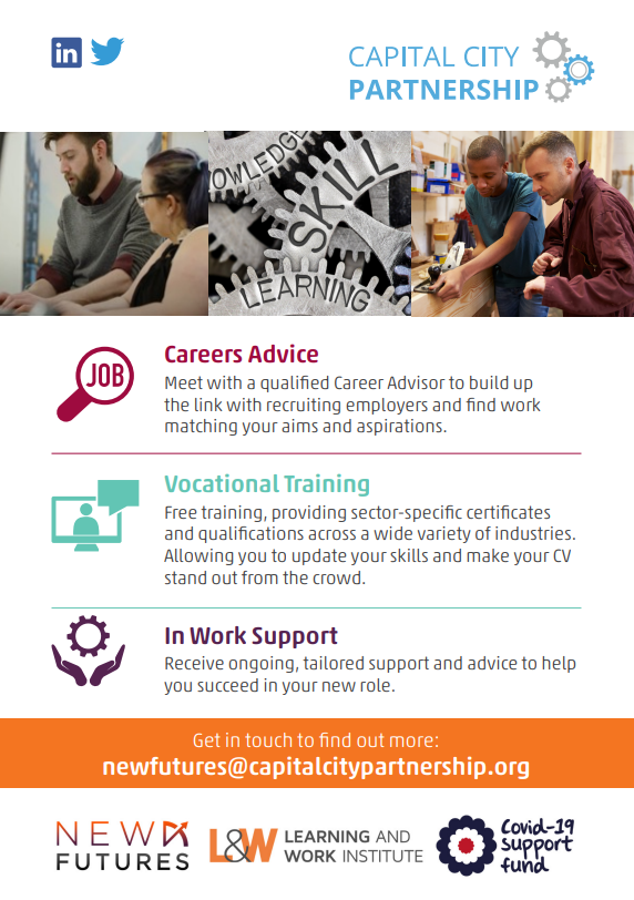 FuturesScotland's tweet photo. At #NewFutures we are dedicated to providing those affected by #Covid19 support and training to get back into employment. Has your work life been impacted by Covid-19? Get in touch today!✉️✉️✉️
#LWNewFutures #Edinburgh #Support #CovidResponse #jobs
 @LearnWorkUK @C19SupportFund https://t.co/xWwfBW1wbv