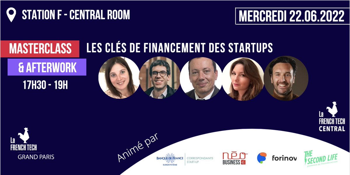 #ftcentral
Rendez-vous mercredi à 17h30 à <a href="/joinstationf/">STATION F</a> pour notre #masterclasse sur le financement avec <a href="/banquedefrance/">Banque de France</a>, #neobusiness <a href="/CE_Normandie/">Caisse d'Epargne Normandie</a>, <a href="/Forinov1/">Forinov</a> et <a href="/VicomteA/">Vicomte A.</a> 💶
👉 eventbrite.fr/e/billets-mast…
cc <a href="/LaFrenchTech/">La French Tech</a> <a href="/Lararouyres/">Lara Rouyres</a>