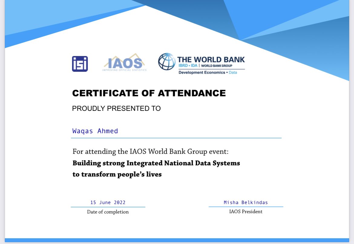 AhmedWaqas21's tweet image. #IAOS #worldbankgroup  Group event: Building strong Integrated National Data Systems to #transform people’s lives