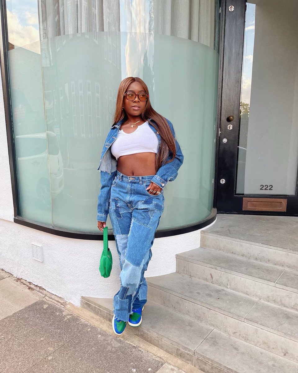 revivalldn's tweet photo. Nicole in our patchwork straight cut jeans made from denim remnants, it’s giving effortless fly girl 👖🦋💙 https://t.co/OqPvqFZgt6