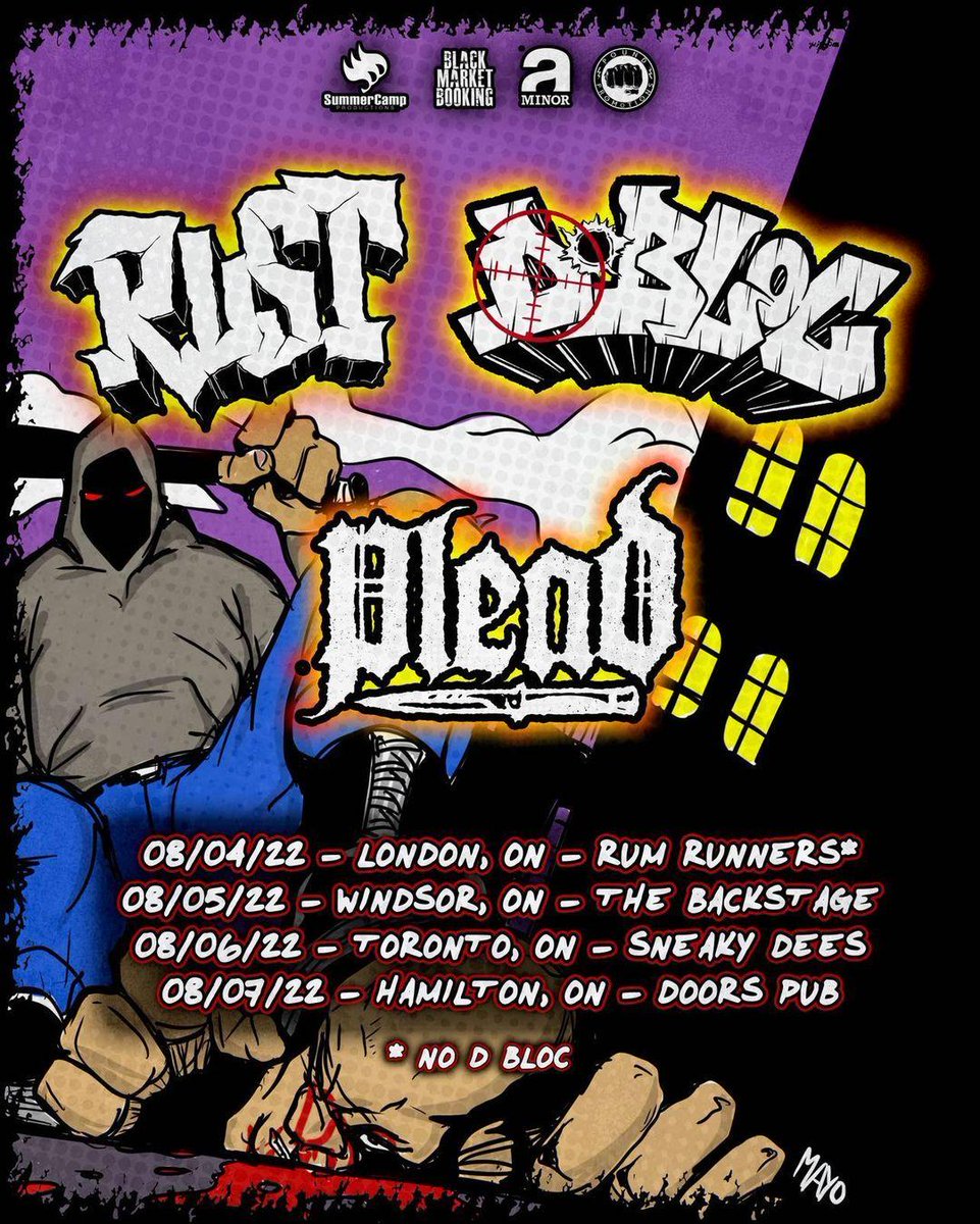 Very excited to announce we’ll be headed out East in August for a long overdue run with our good friends in <a href="/rusthxc/">RUST</a> and <a href="/DBloc_hardcore/">D Bloc</a>