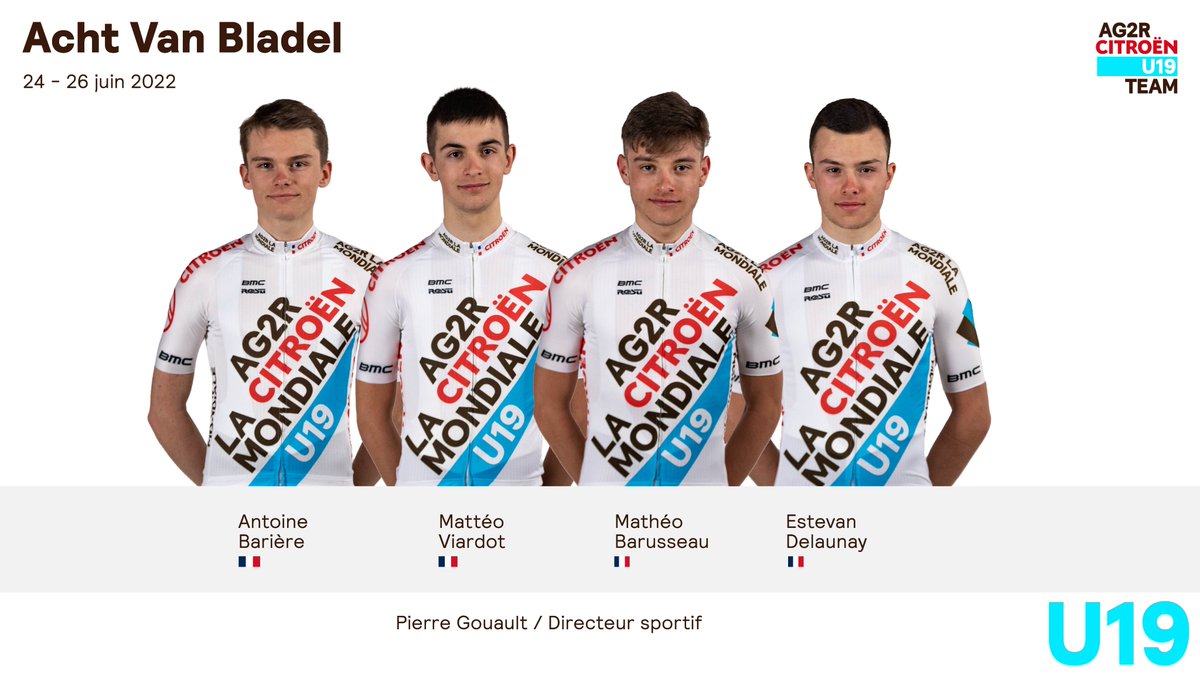 Prochaine course aux Pays Bas 🇳🇱 du 24 au 26 juin.
La compo : 
🇫🇷 <a href="/MatteoViardot/">Mattéo Viardot</a> 
🇫🇷 <a href="/EstevanDelaunay/">Delaunay Estevan</a> 
🇫🇷 <a href="/matheobarusseau/">Mathéo Barusseau</a> 
🇫🇷 <a href="/AntoineBariere/">Antoine Bariere</a> 
DS : <a href="/GouaultP/">Pierre GOUAULT</a>