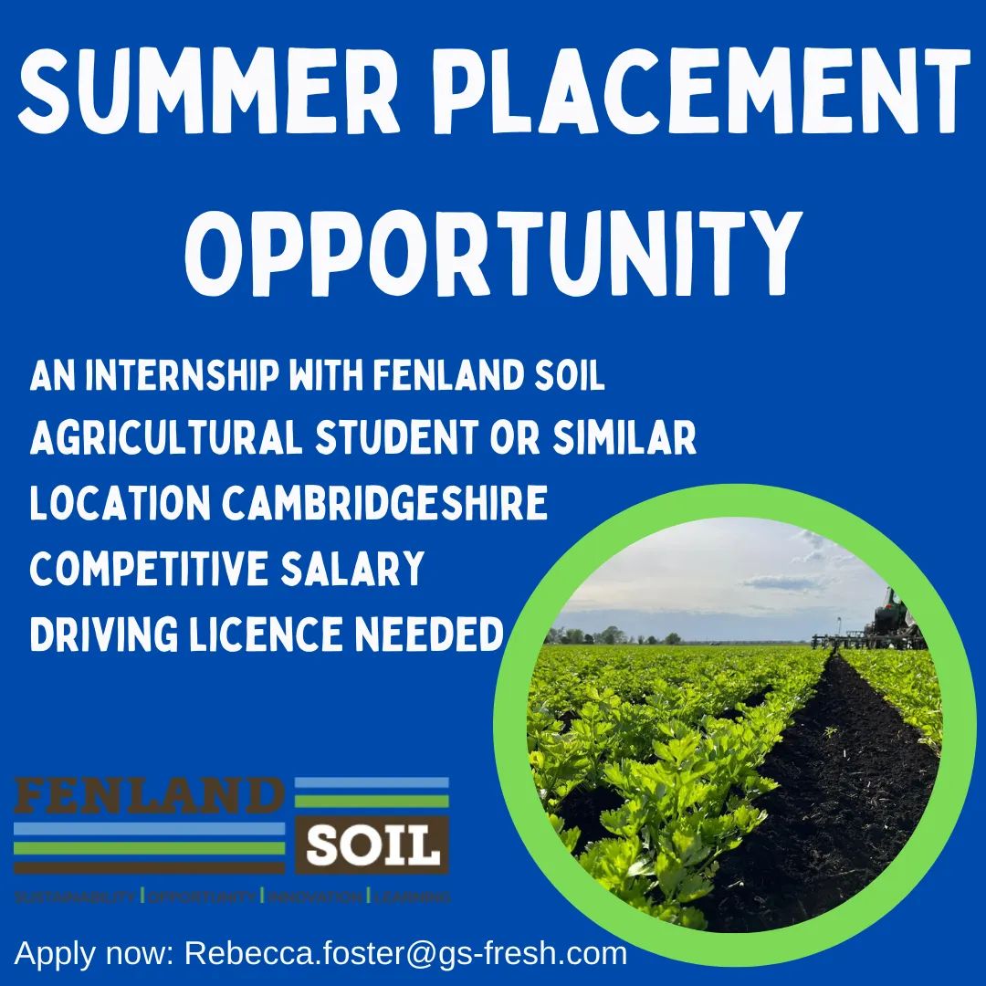 PeatyMeg's tweet image. Fenland SOIL is hiring! We're looking for a student or recent graduate to join  our team for a paid summer internship! You should have an interest in agriculture or soil/environment/climate science (or all of those!) Driving license essential. #hiring #opportunity