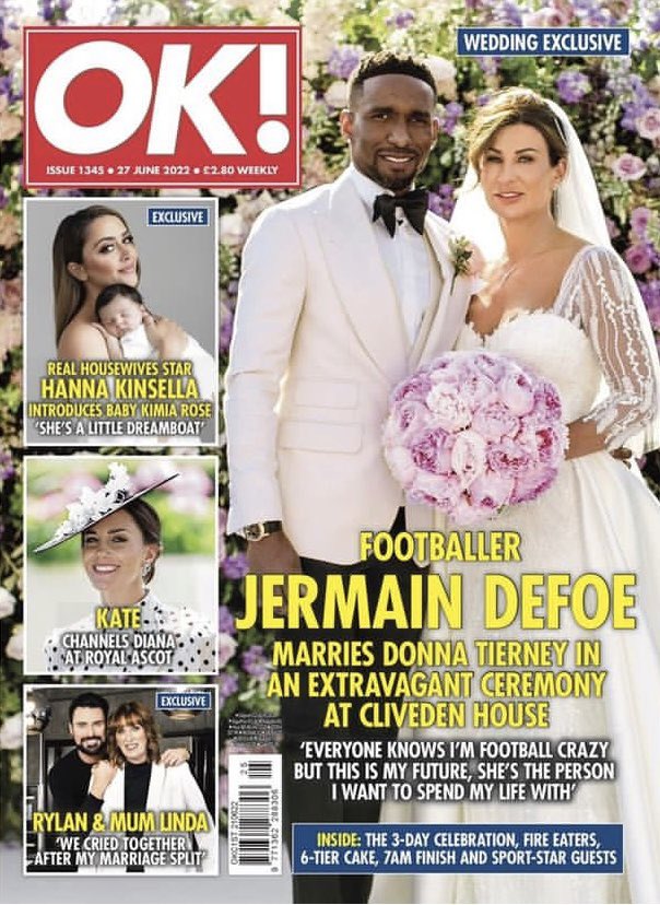 Huge congratulations to the new Mr &amp; Mrs Defoe! Pick up this week’s <a href="/OK_Magazine/">OK! Magazine</a> to see the exclusive pictures from inside their stunning wedding 💕 <a href="/IAmJermainDefoe/">Jermain Defoe OBE</a> <a href="/DonnaTierney82/">Donna Tierney</a>