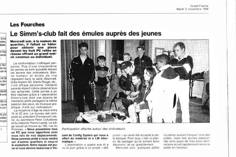 Séquence souvenirs ! Quelques fautes de syntaxe comme d'hab' dans ce genre d'article, mais c'est amusant de voir les premières années du #simmsclub et le nom des jeux stars de cette époque aussi :). <a href="/stunfest/">Stunfest Festival</a> <a href="/benours/">BenOurs</a> <a href="/Asso_TCT/">Tagazoo Club Talence</a> <a href="/ClepLaval/">Clep Laval</a> <a href="/Laval_la_Ville/">Laval la Ville</a>