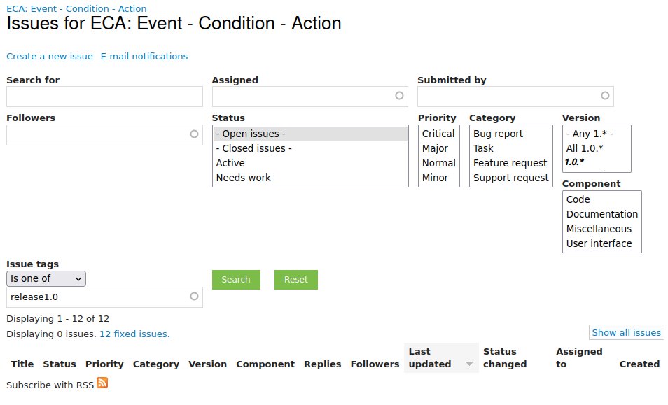 Time to #Drupal celebration: the ECA issue queue for 1.0 got completely burned and we'll publish 1.0.0-RC1 on Wednesday this week at 5pm CEST / 3pm UTC. You wonder why Wednesday? Come and join us at lecture.senfcall.de/jur-21k-f0o-ums and we'll share all the details.
