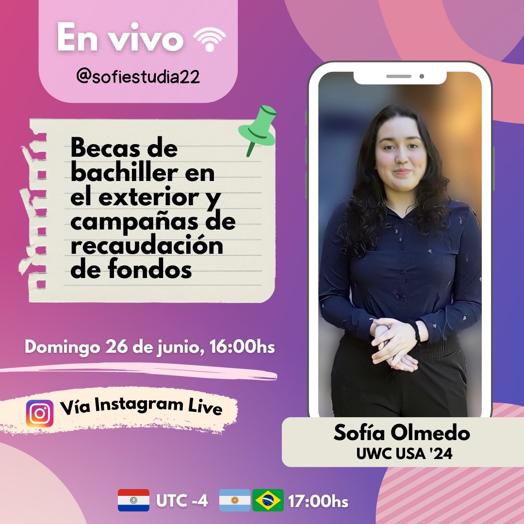 SofiEstudia22's tweet photo. Tendremos un en vivo 📱en la cuenta de Instagram con Sofi donde va a contar más de la beca de UWC, tips de preparación para oportunidades en general y la más reciente iniciativa @sofiestudia22 a fin de concretar sus estudios en el exterior!
https://t.co/um23UtVRFr https://t.co/BRuTLpXzJp