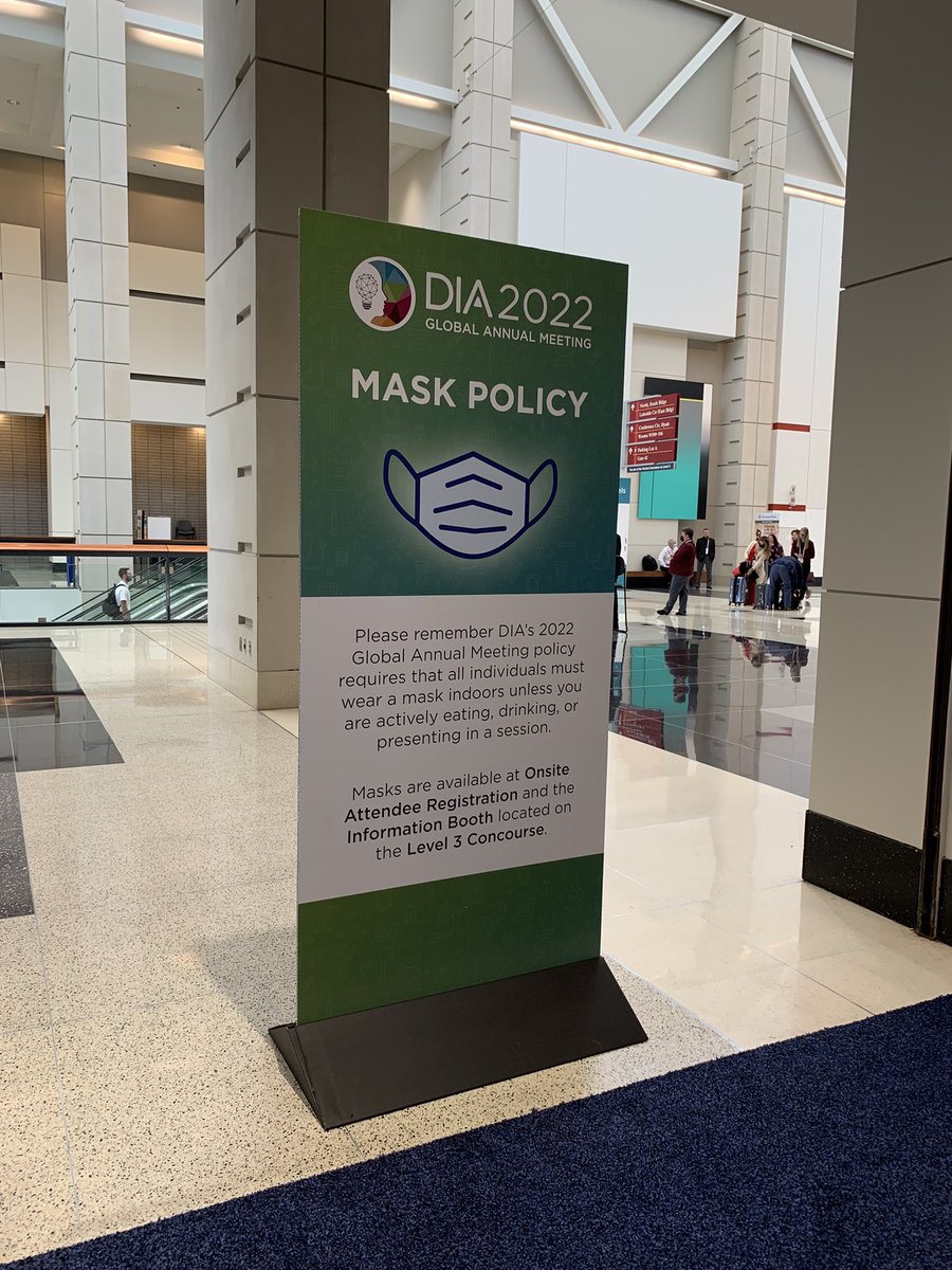 PinkSheetHobbs's tweet photo. This sign is not being universally followed, but McCormick Place is so cavernous it almost feels like we’re outside. #DIA2022 https://t.co/779QWno2nT