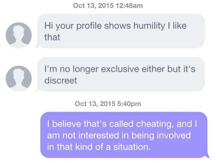 Bullet_Dodged's tweet photo. That was a satisfying message to send #onlinedating #cheaters #nothankyou https://t.co/lyOJ6a5QYm