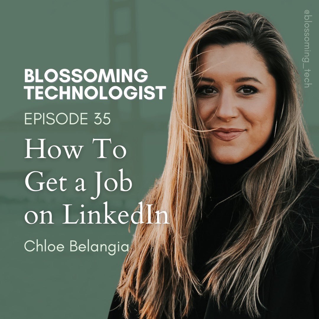 blossoming_tech's tweet photo. On the new ep, I chat w/ Chloe Belangia, executive recruiter and content creator! She shares tips for job searching and how to maximize your LinkedIn to land the perfect role. 

Spotify link: https://t.co/jALGk52nuo

#podcast #linkedin #jobsearch #recruiter https://t.co/0sdJt17qLq