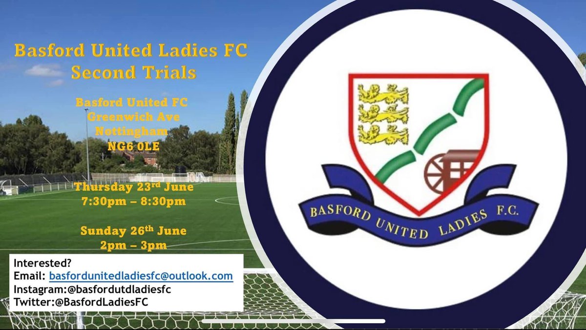 BasfordLadiesFC's tweet photo. 💛🖤 ANNOUNCEMENT 🖤💛

Trials on Sunday were amazing! 🤩🤩🤩

So many new faces and the talent was unreal!😱

Second trials are being held on Thursday &amp; Sunday. Details are below 👇👇👇 https://t.co/n8XYcIxTQy